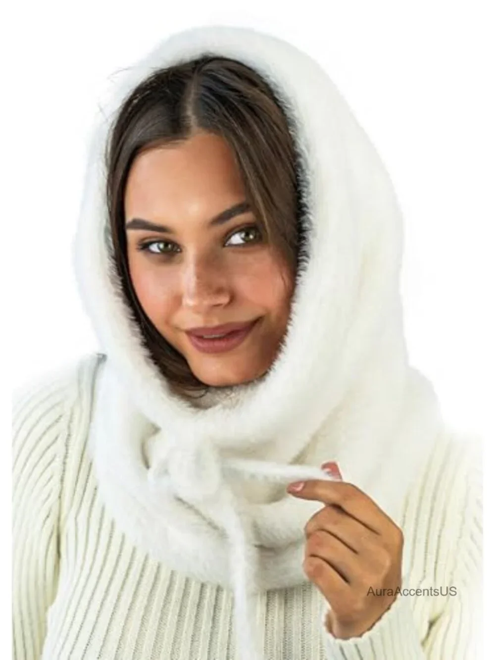 Knitted Balaclava Hood Scarf Women Winter Snow Face Cover One Size